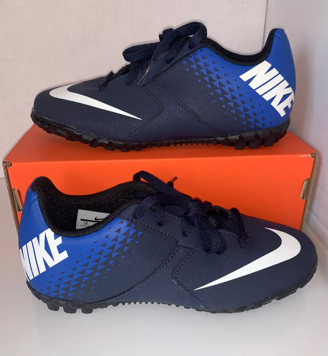 Levántate Alas Hito Nike Jr Bomba TF Turf Soccer Shoes Obsi/Wht-Blu 826488 414 | eBay