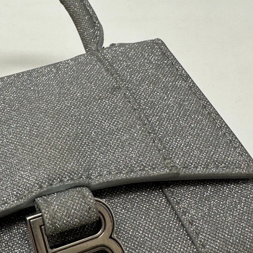 BALENCIAGA Mini Sanduhr Tasche Silber Glitzer XS mit Kette - Bild 13 von 13