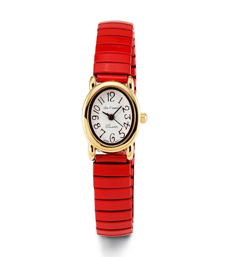 Ladies Gold Tone Red Adjustable Quartz Wristwatch
