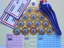 DIECI MEDAGLIE BOWLING 50MM METALLO + NASTRI + CERTIFICATI SET DI 15