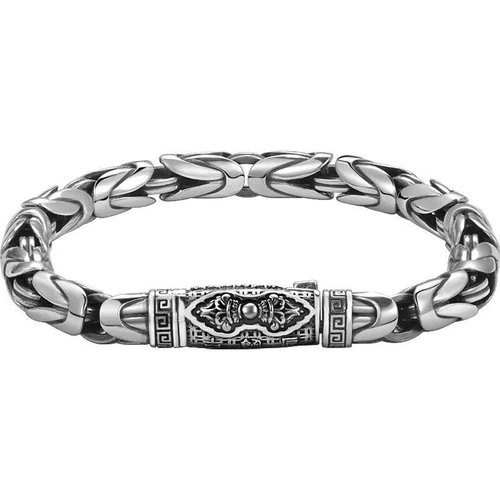 22 cm versilberter Armreif Armband Kette beliebte Vintage Armbänder Herren Geschenk NEU - Bild 3 von 8