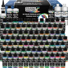 Pouring Masters 84-Color Ready to Pour Acrylic Pouring Paint Set with Silicone O
