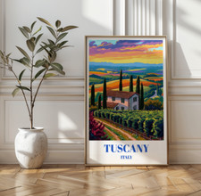 Chianti Region Wineries In Tuscany Italy Travel Poster Rustic Wall Art Decor