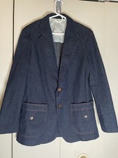 Vintage Denim Jacket M 40 Around 30 Length Button Blazer JCP Pockets Cotton