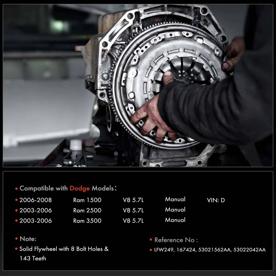 Kit de embrague de transmisión y volante para Dodge Ram 1500 Ram 2500 Ram 3500 03-06 Foto 2 de 4