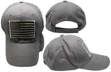 USA Patch With Light Grey Outline Grey Gray Adjustable Embroidered Cap Hat