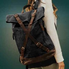 Canvas Rucksack Rolltop, gewachster Damenruck...
