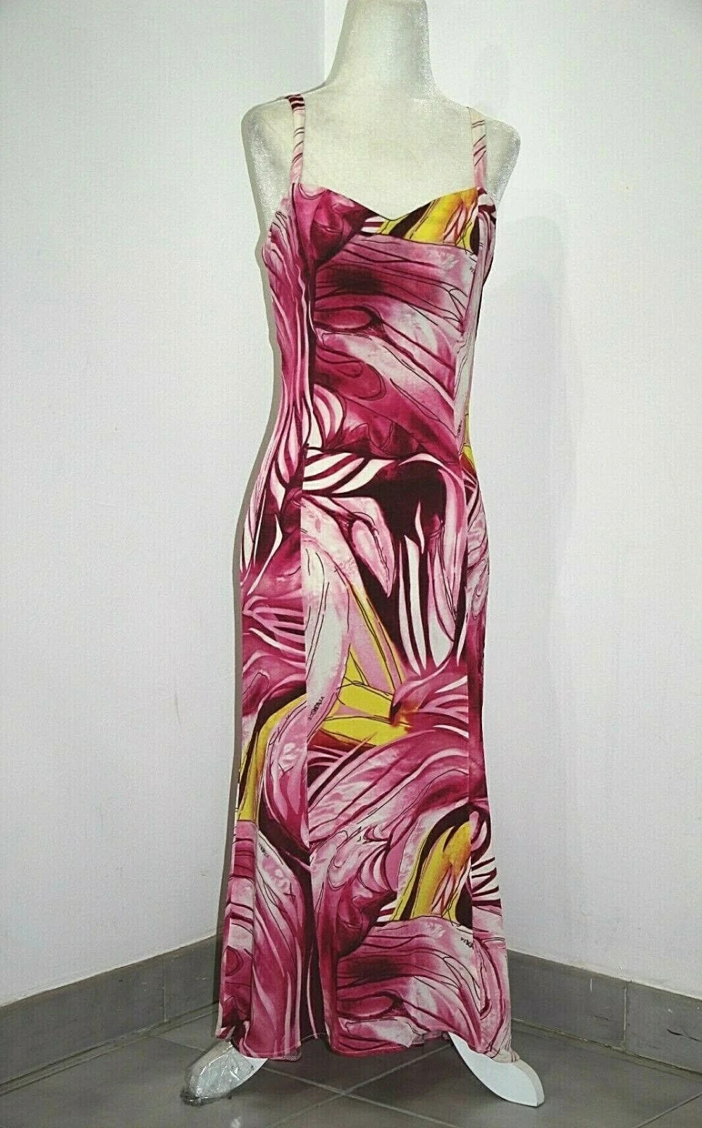 Abito Versace Jeans Couture Cinturino Spaghetti Jersey Sirena Midi taglia M IT 42*28