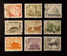 Complete Poland / Polska used stamp set: 1966 Tourism