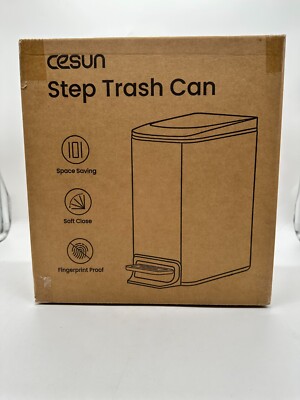 CESUN SMALL BATHROOM TRASH CAN WITH LID SOFT CLOSE AND STEP PEDAL 1.6 GALLON NEW