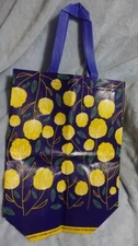 St Joseph's School 15 x 13 x 6" Reusable Shopping Tote Bag Navy Yellow Flowers