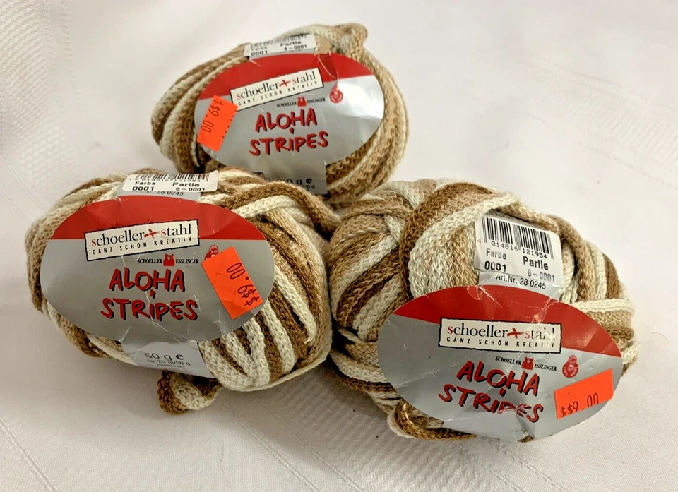 Schoeller &Stahl~ALOHA STRIPES Ribbon Yarn #01 Multi Brown/Tan/Cream LOT OF 3 - Image 2 of 4
