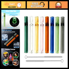 8 Pcs Colored Borosilicate Glass Tubes 3.9" Length, 7mm ID, High Temp Resistant,