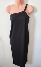 Ladies Black One Shoulder Strap Dress With Side Split Size 12 - Party- Holidays 