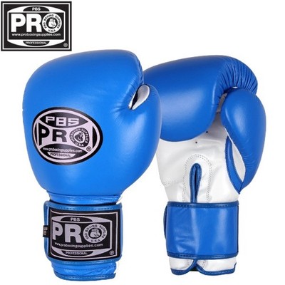 ProBoxing  Leather Boxing Gloves - Blue & White - Premium Boxing Gloves, MMA