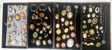 Vintage CAMEO JEWELRY Lot - Necklace Earrings Bracelet Costume Silver Gold Fill