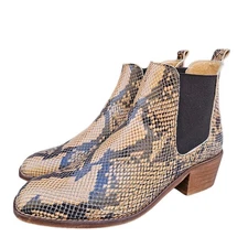 Snake Print Bootie Steve Madden Chaselyn Size 9 Brown Leather Ankle Chelsea Boot