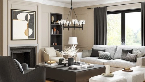 Quoizel SHA5032 Shea 6 Light 31"W Candle Style Chandelier - Gold - Picture 3 of 12