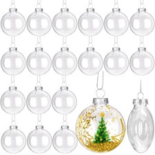 32Pcs Clear Christmas Ornament , 3.15 Inches Transparent Fillable Tree Orname...
