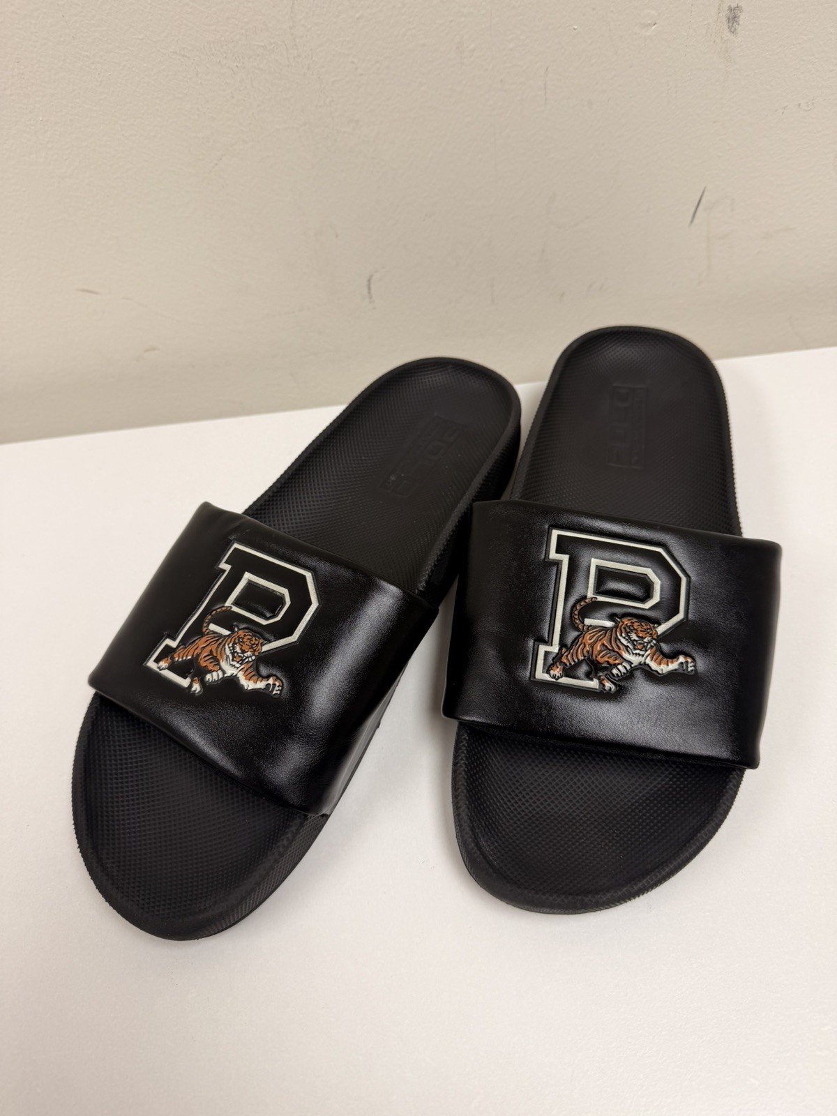 Polo Ralph Lauren Cayson Tiger Navy Black Sandals Slides Men Size 10 D