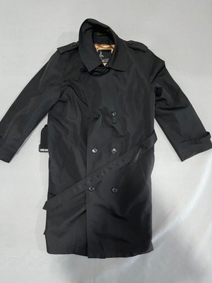 Mariner III Harbor Master Trench Coat Mens 42 Black Lined Double Breasted Belted