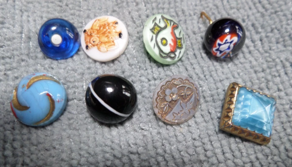 57 Vintage Antique Glass Buttons MULTICOLOR & PATTERNS - Image 4 of 4