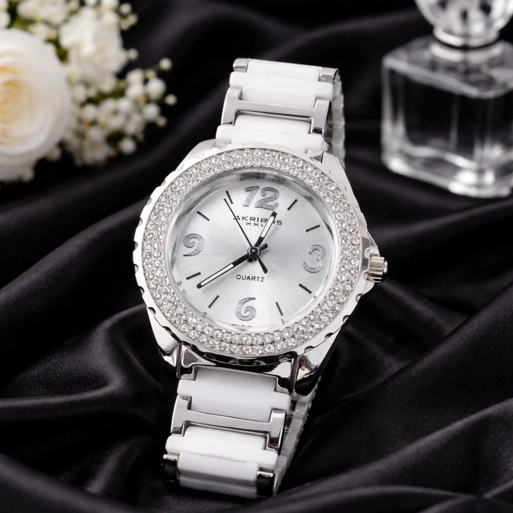 Akribos White Quartz Ceramic Ladies Watch with Crystal Markers Akribos XXIV Women main image 4