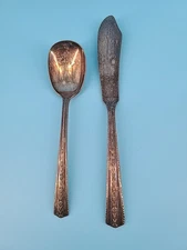 Knickerbocker Plate Aa Sugar Spoon And Butter Knife Silverplate Roseanne 1938