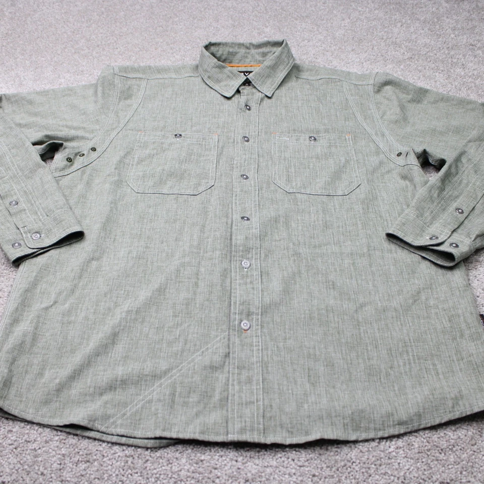 Camisa Orvis Tech Para Hombre Grande Verde Cambray Trabajo Trucha Ruga Ventilada L/S Abotonada Foto 3 de 4