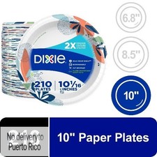 Dixie Disposable Paper Plates, 10", Multi-Color, 210 Count
