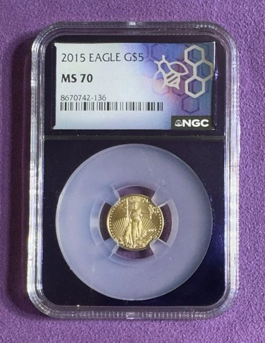 2015 Gold Eagle G$5 NGC MS70 Purple Trader Bea Core 5 Dollar 1/10th Oz 🔥🔥
