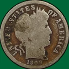 1909-D Barber Dime Good G Coin #39775