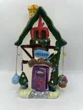 Ceramic Cottage Tea Light Candle Holder House Figurine With Teapot