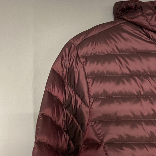 Per Una Burgundy Puffer Jacket Womens UK 22 Down Filled Hooded Pockets Coat - Picture 2 of 14