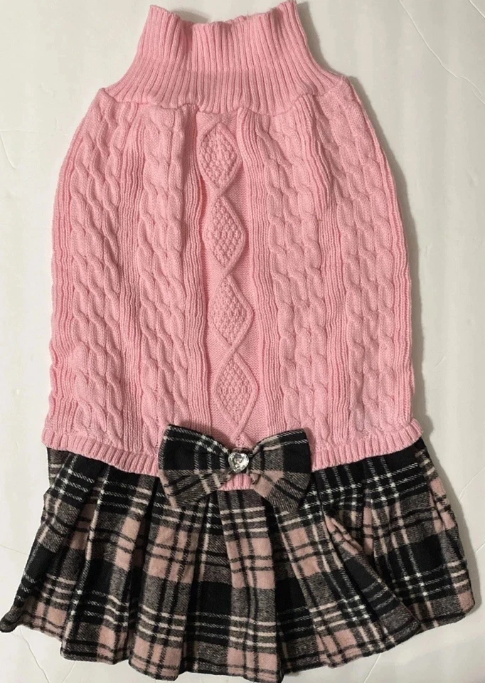 Dog Sweater for Big Girl Dogs 3XL Soft Pink Matching Jeweled Bow tie NWT - Image 2 of 4