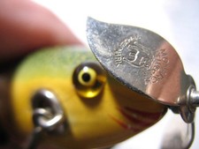 Pflueger Monarch 5-kook minnow old wood fishing lure glass eyes