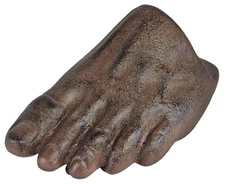 , Heavy Cast Iron Foot Door Stopper with Realistic Brown Finish, Funny Doorst...