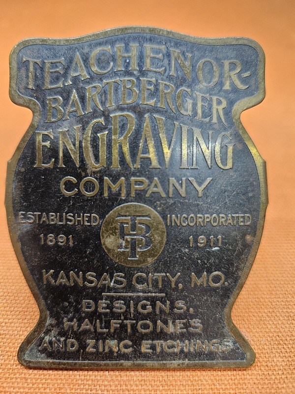 Vintage Brass Teachenor-Bartberger Engraving Co. Advertising Paper Clip