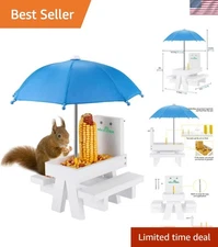 Solid Structure Squirrel Feeder Table with Easy Tree Mount & Protective Umbrella