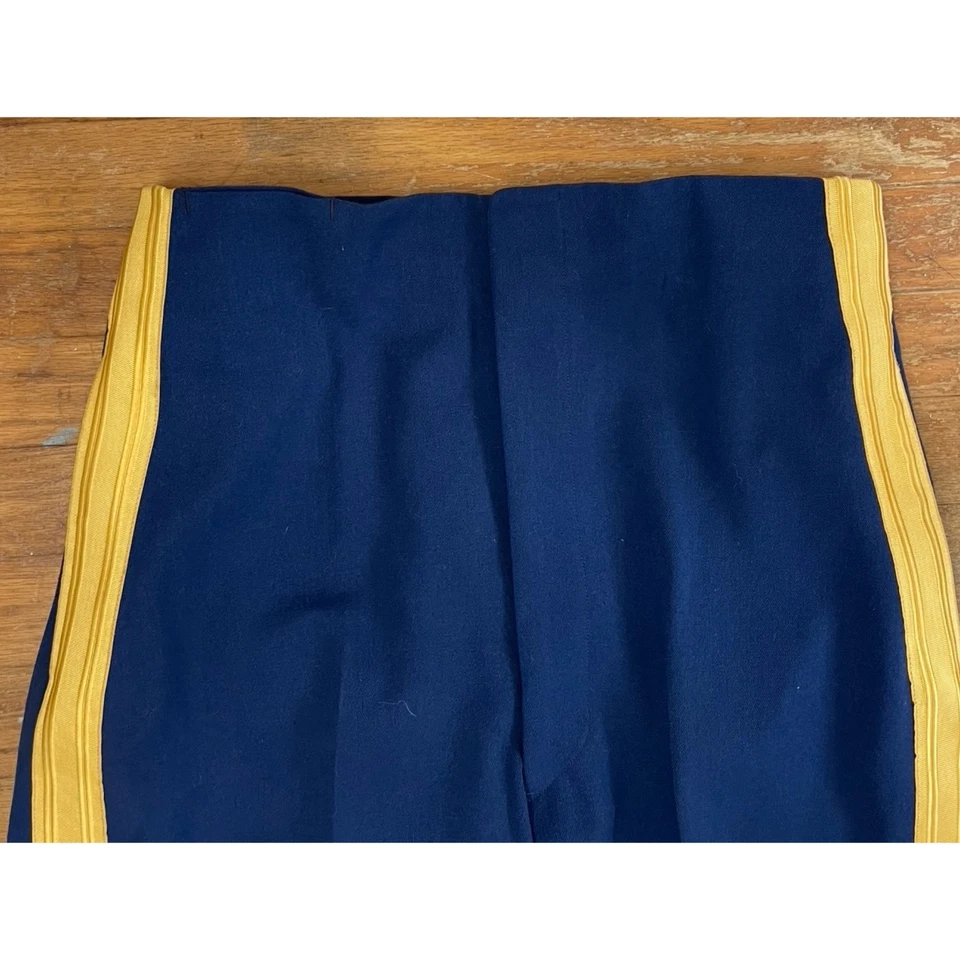 Vintage Mens Wool Military Pants Size 31 Waist 90s High Waist Blue Twill Striped - Image 2 of 4