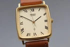 Vtg. [Near MINT] SEIKO 7830-5140 Roman Square Gold Quartz Men's Watch From JAPAN