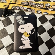 New Peanuts SNOOPY ID Card Holder WOODSTOCK Badge LANYARD Key Ring CHARM Hook