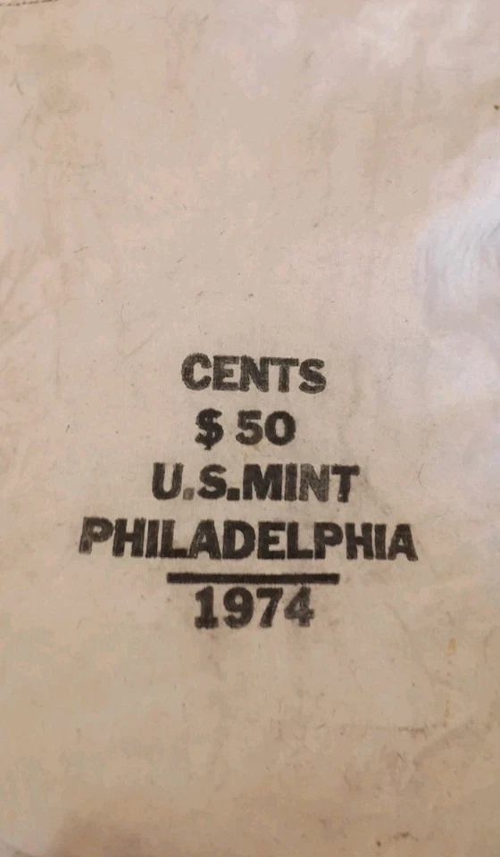 U.S. MINT STAMPED 1974 $50 BAG OF 1974-P LINCOLN CENT PHILADELPHIA UNOPENED BAG - Image 2 of 2