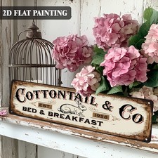 2D Vintage Metal Bunny Wall Sign - Rustic Farmhouse Home Decor for Easter Gifts