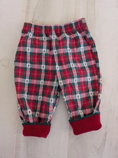 Vintage Baby Red & Green Plaid Christmas Pants Gingerbread Pantalon 12 Month USA