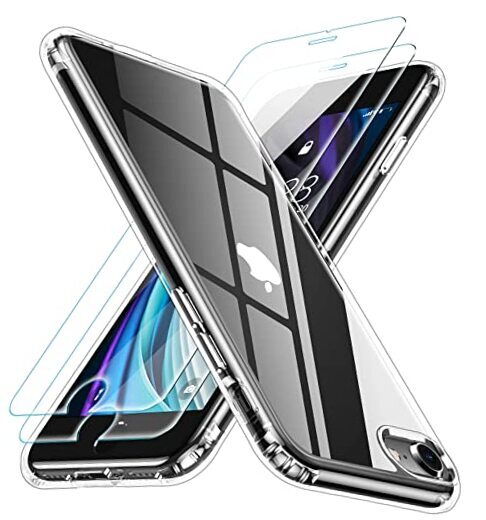 for iPhone SE Case 2022/3rd/2020,iPhone 8/7 Case,with [2xTempered Glass Clear
