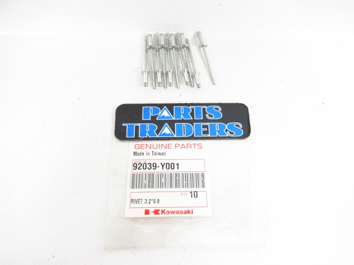 【AAKE】CARPENTER RIVET LABEL PT Genuine Kawasaki Rivet 3.2X9.8 Set Of 10 KFX50 KFX90 Brute