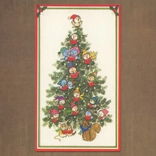 Unused Vintage ARLENE NOEL Drawing Board Christmas Card, Cute Tree Bird Choir