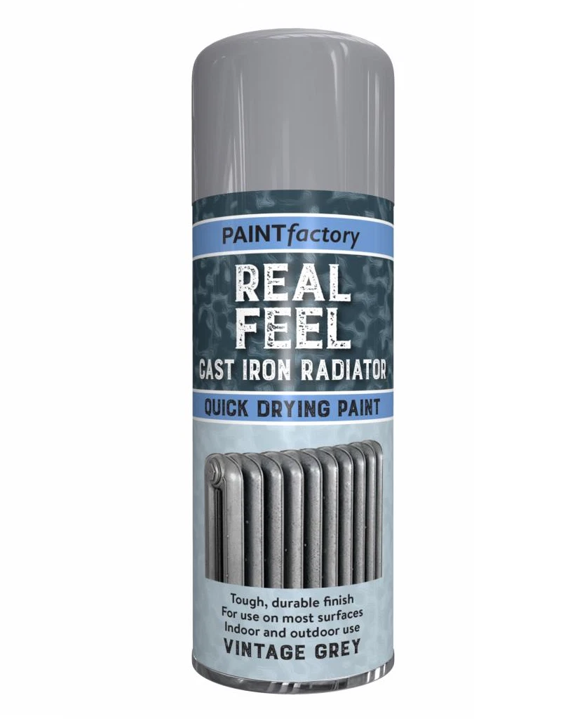 2 x 400ML PAINT FACTORY REAL FEEL CAST IRON RADIATOR SPRAY PAINT