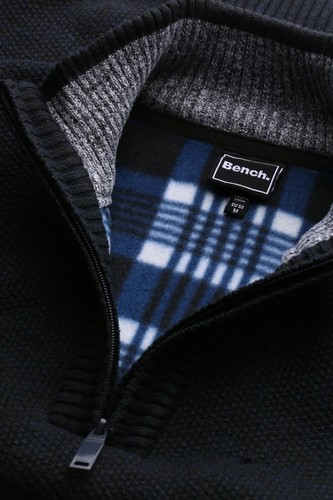 Bench Mens Palacio Quarter Zip Funnel Neck Jumper - Navy Marl - Picture 5 of 5